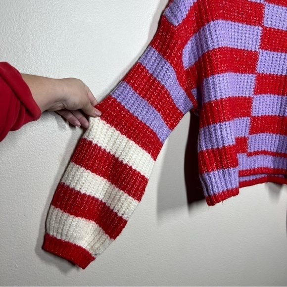 BlankNYC Womens Good Mood Multicolor Stripe Balloon Sleeve Sweater Size Small - Picture 4 of 8